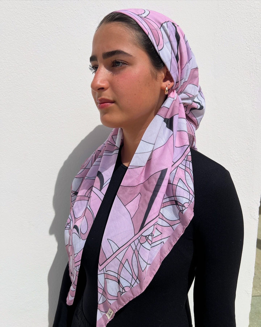 The Scarf Bar Pucci Inspired Lilac Mirage Pretied with Velvet Grip