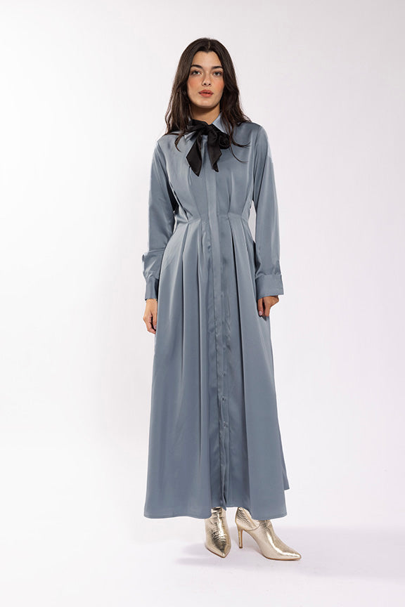 Soie Satin Shirt Dress