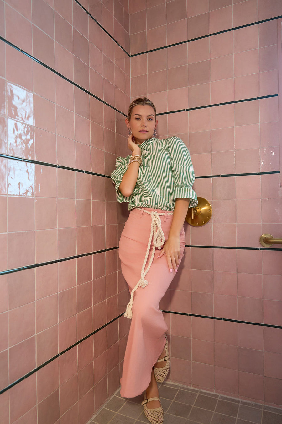 Adina Pink Denim Mermaid Maxi Skirt