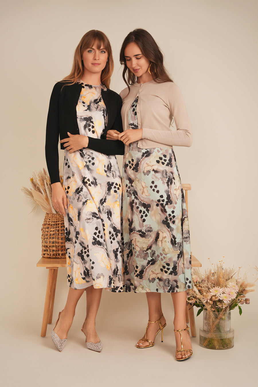 Birt Printed Satin Aline Jumper