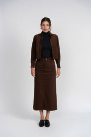 Luum Vivian Brown Corduroy Button Down Top