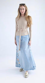 Byrd Stella Embroidered Floral Denim Skirt