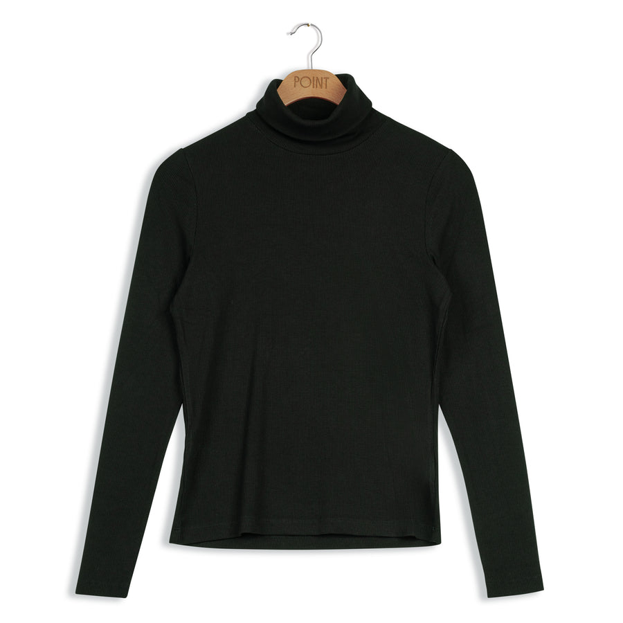 Point Long Sleeve Rib Basic Turtleneck