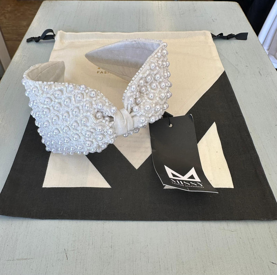 MiZ White Pearl and Bead Headband