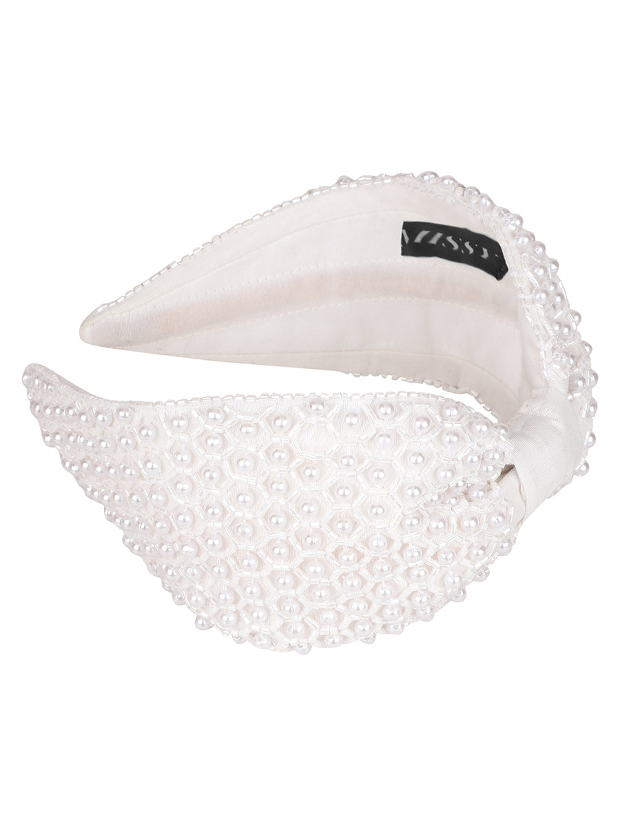 MiZ White Pearl and Bead Headband