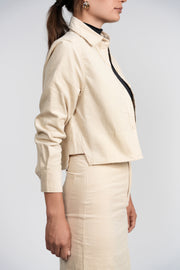 Luum Vivian Beige Button Down Corduroy Top(coordinating skirt)