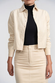 Luum Vivian Beige Button Down Corduroy Top(coordinating skirt)