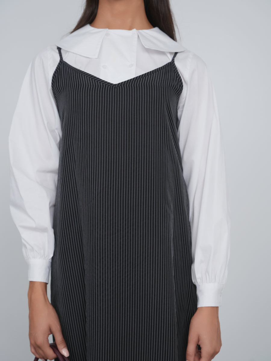Point Brushed Aline Black Pinstripe Maxi Jumper