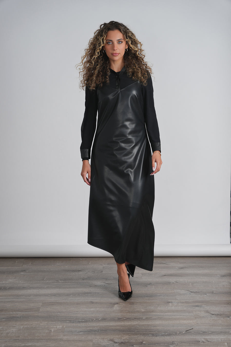 Front Row Fahima Asymetrical Leather Dress