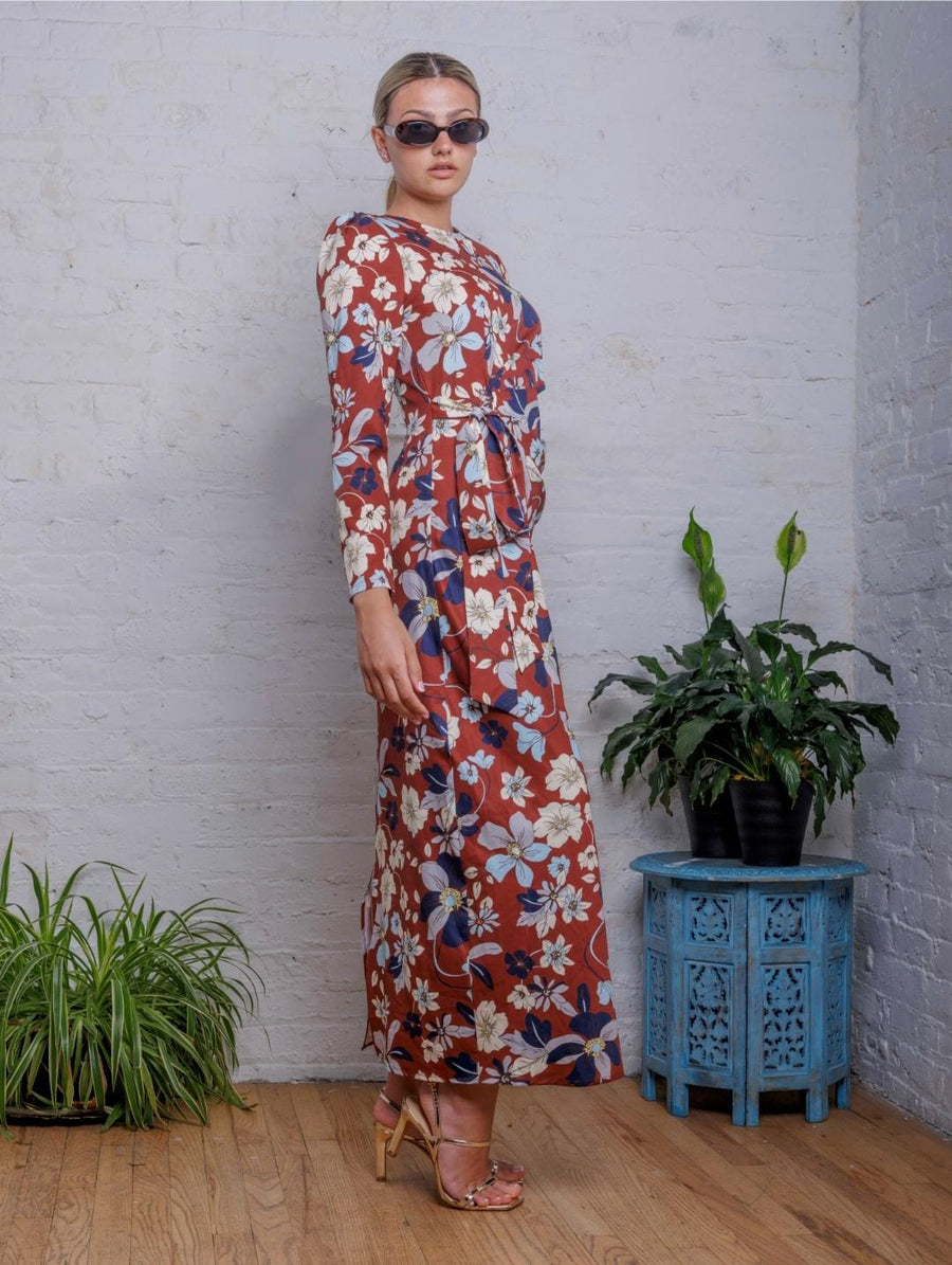 Esteem Rustic Floral Front Tie Dress
