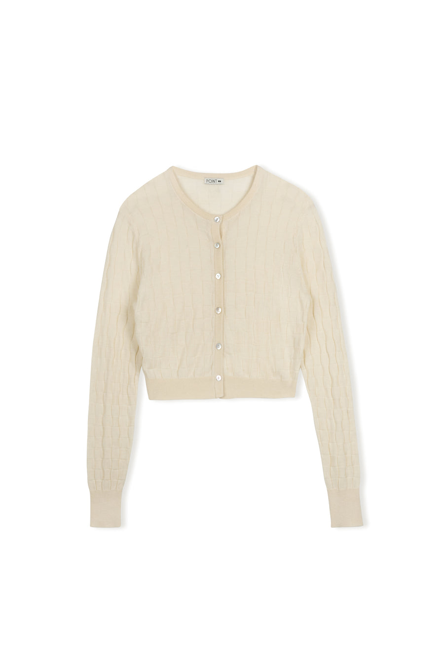 Point Checker Knit Cardigan in Lilac and Cream
