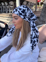 The Scarf Bar Black and White Floral Head Scarf