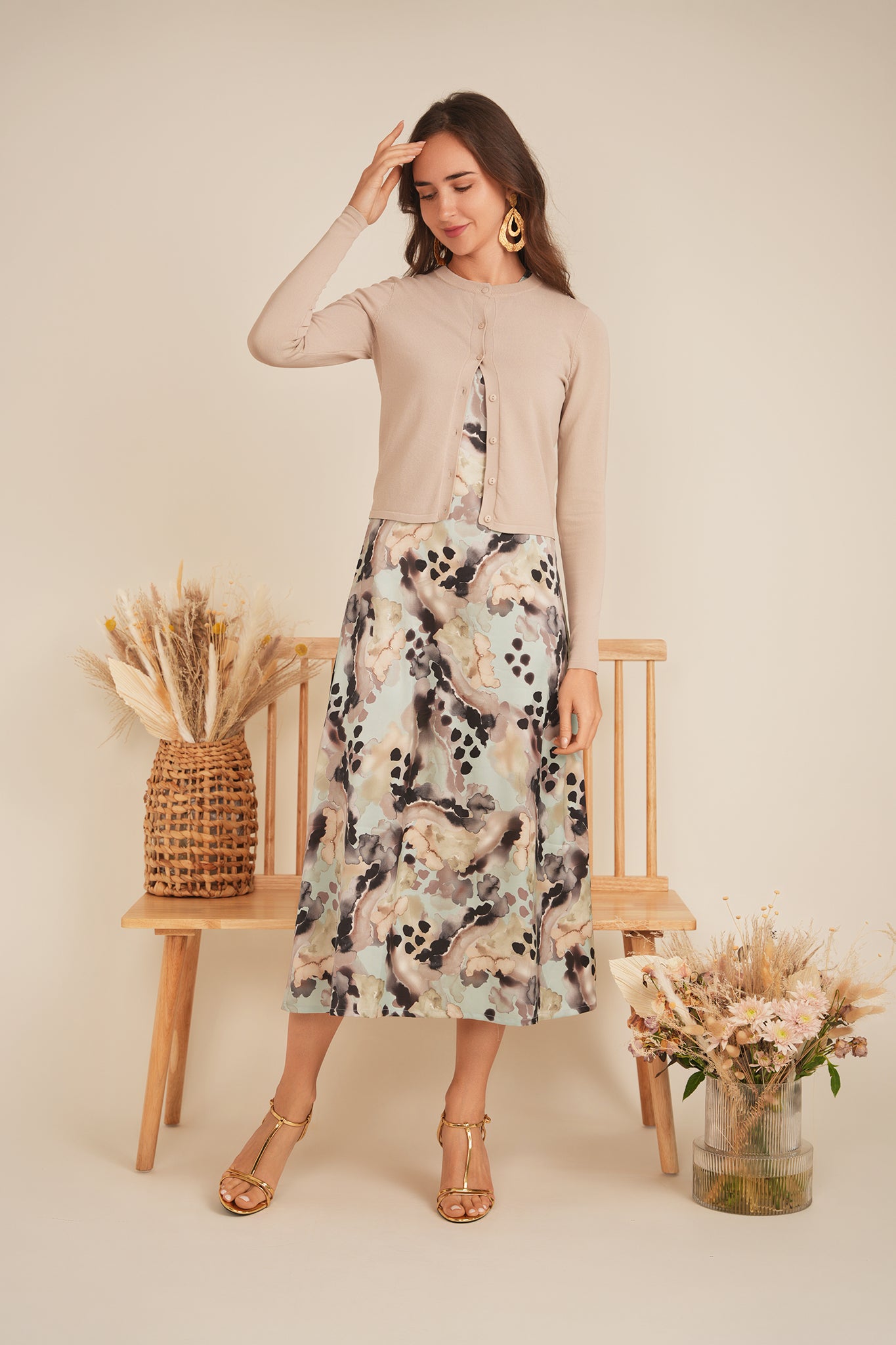 Birt Printed Satin Aline Jumper