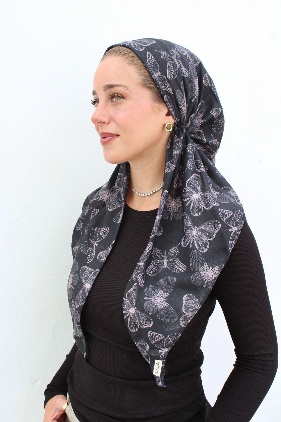 The Scarf Midnight Butterfly Pre Tied with Velvet Grip