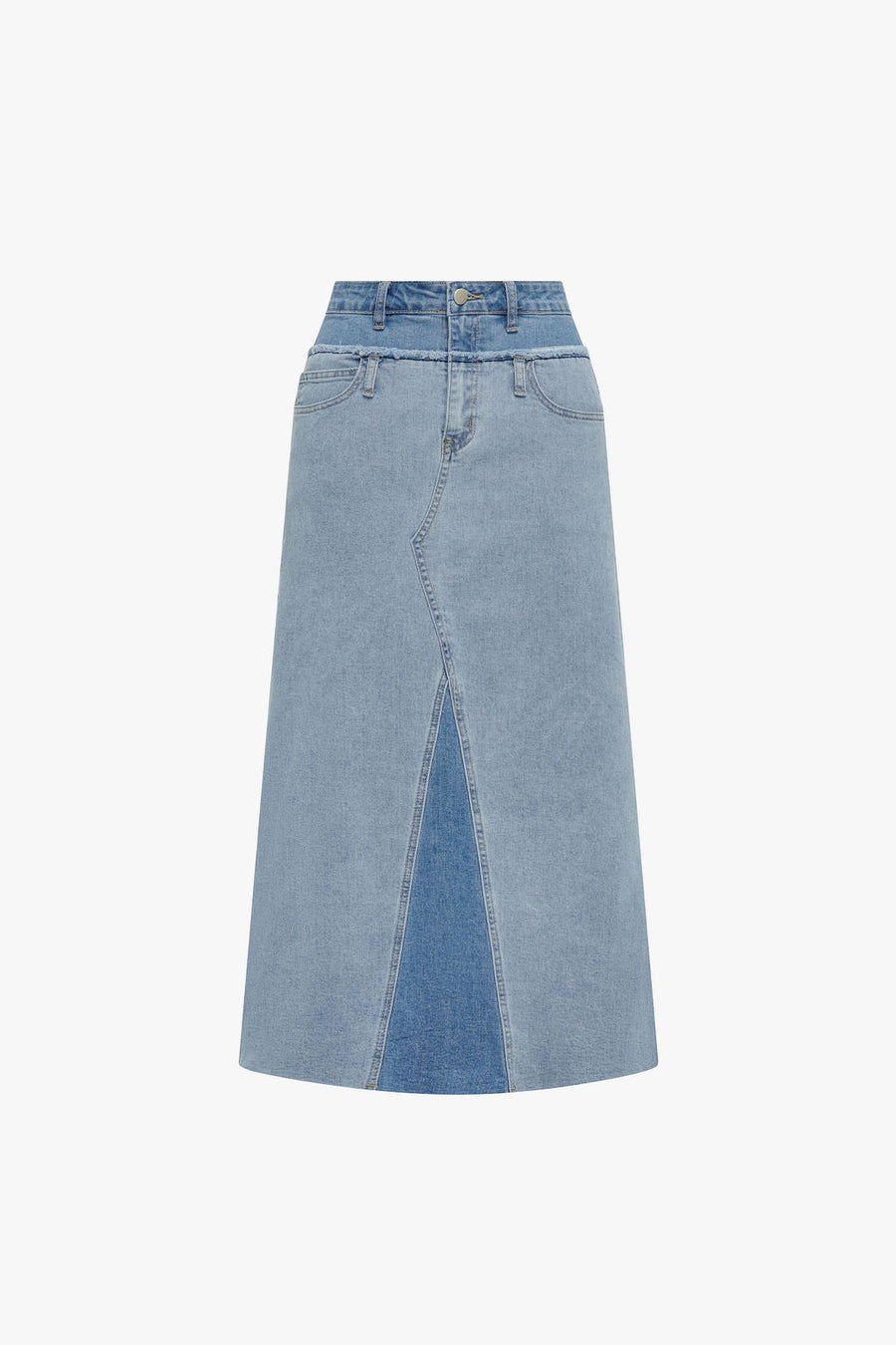 Adina Fray Two Tone Denim Skirt