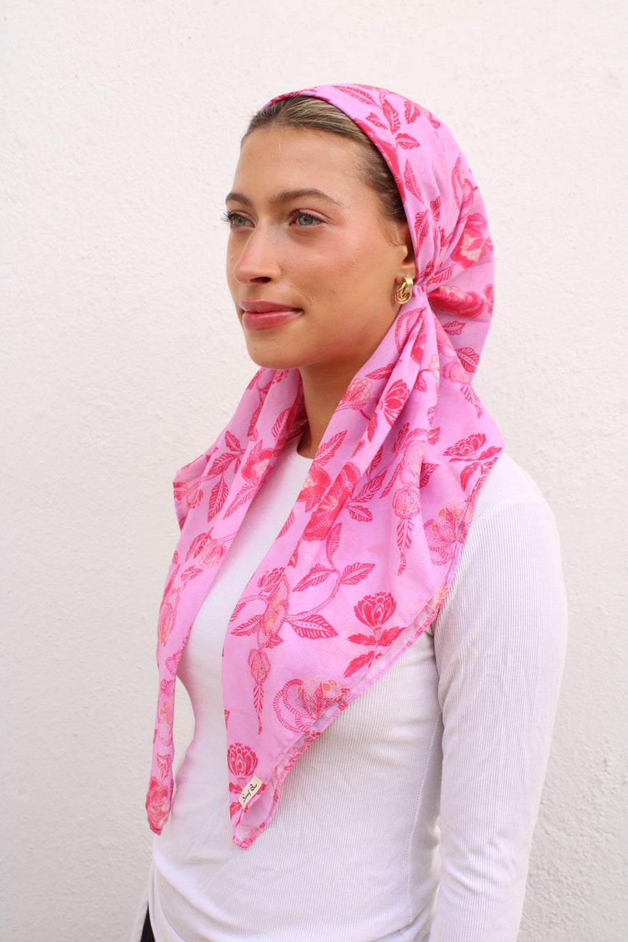 The Scarf Bar Pink Paloma Pre Tied with Velvet Grip