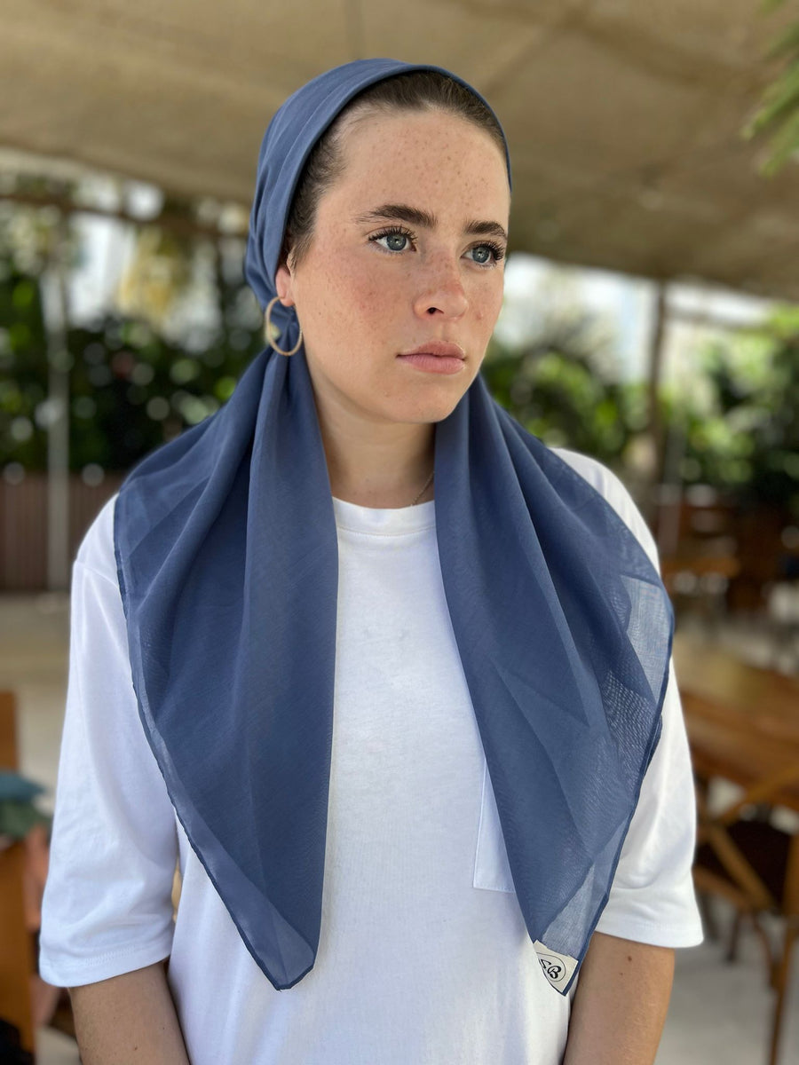 The Scarf Bar Classic Denim Blue Pre Tied with Velvet Grip