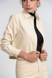 Luum Vivian Beige Button Down Corduroy Top(coordinating skirt)