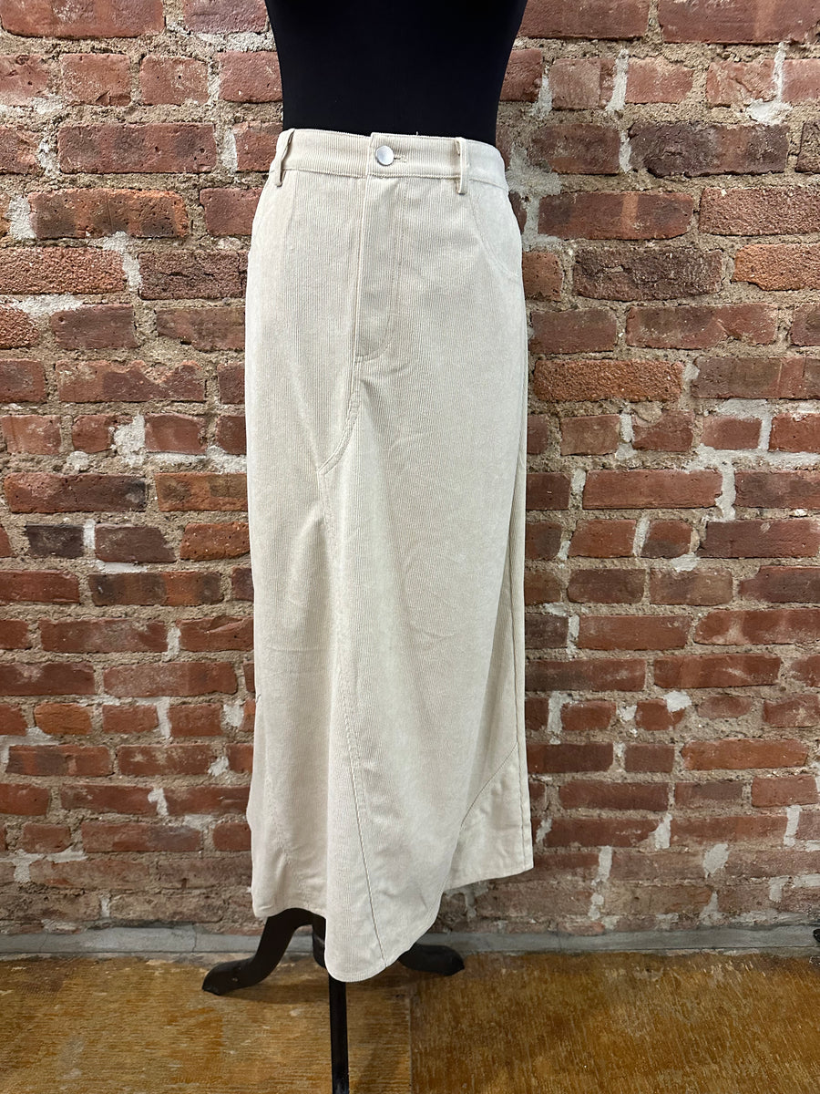 Latitude Asymmetric Oat Corduroy Skirt