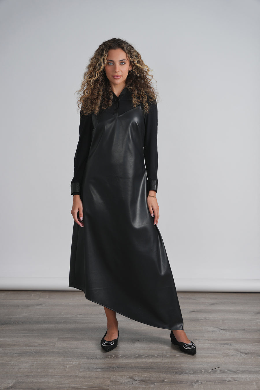 Front Row Fahima Asymetrical Leather Dress