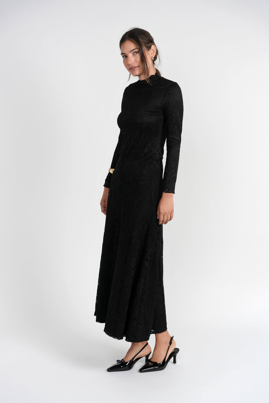 Luum Elle Black Lace Mockneck Top (coordinating skirt)
