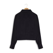 Point Sueded Crop Button Up