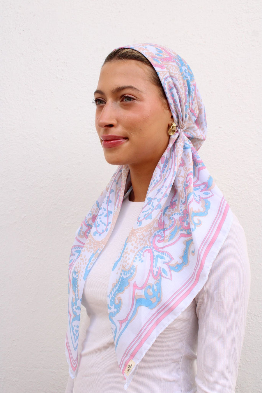 The Scarf Bar Paisley Pink Pre Tied with Velvet Grip