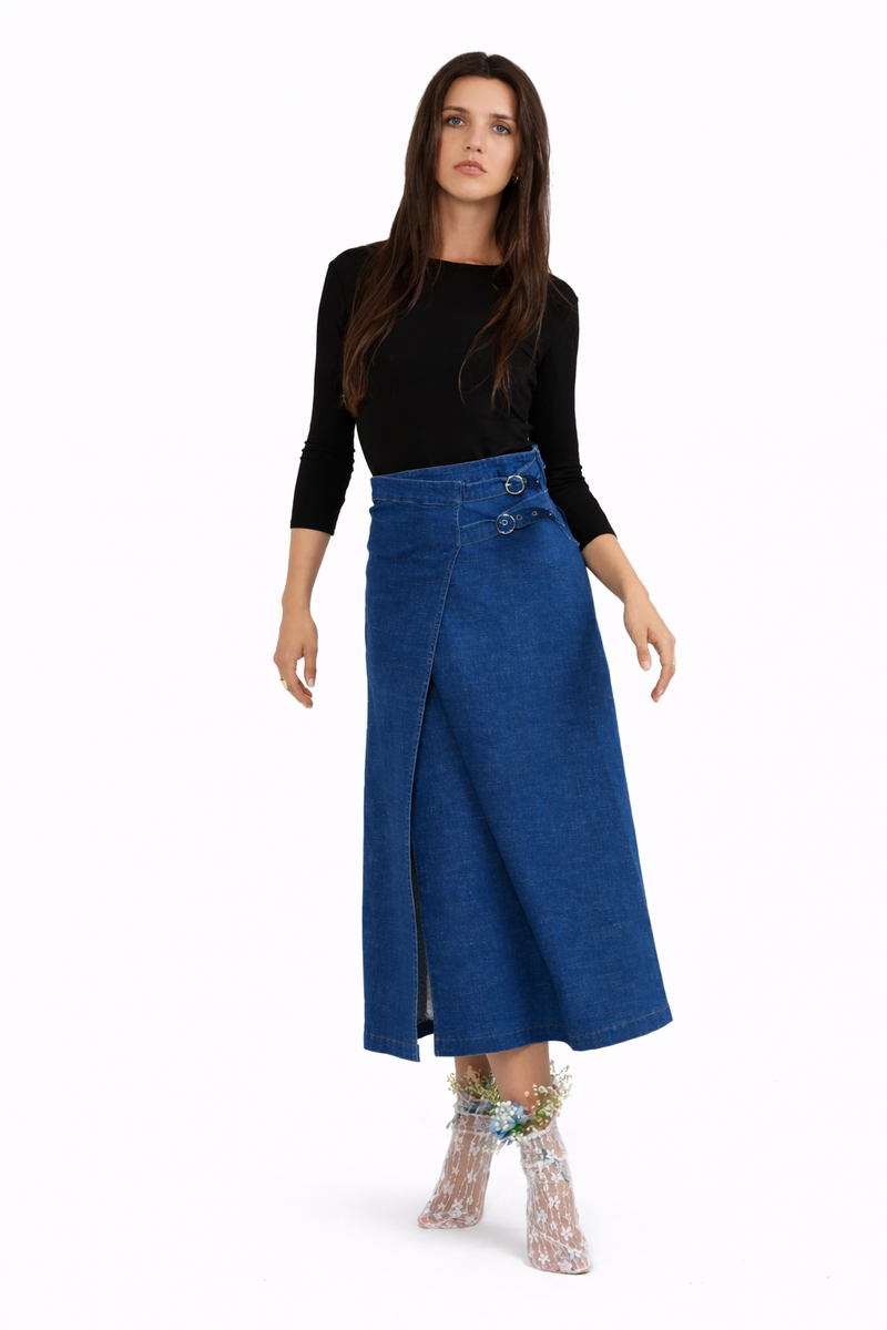 Faves Dark Denim Wrap Skirt – From Head To Hose