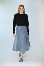 Monn Frayed Asymmetrical Denim Skirt