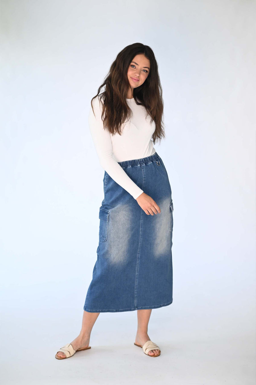 Latitude Cargo Denim Skirt