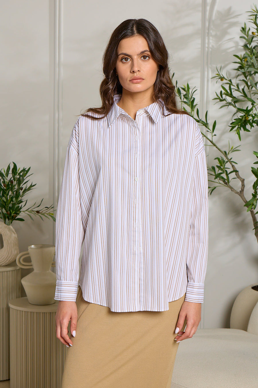 Point Oversized Button Up Shirt