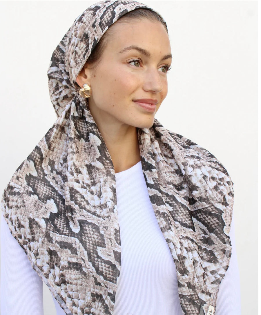 The Scarf Bar Snake Skin Pre Tied with Velvet Grip