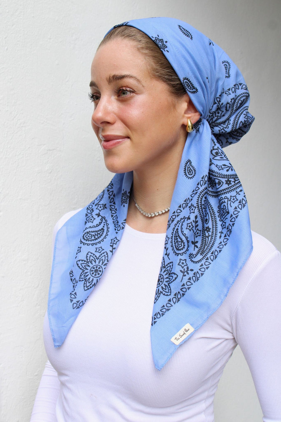 The Scarf Bar Blue Paisley Head Scarf