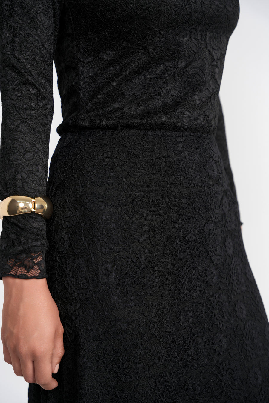 Luum Elle Black Lace Mockneck Top (coordinating skirt)