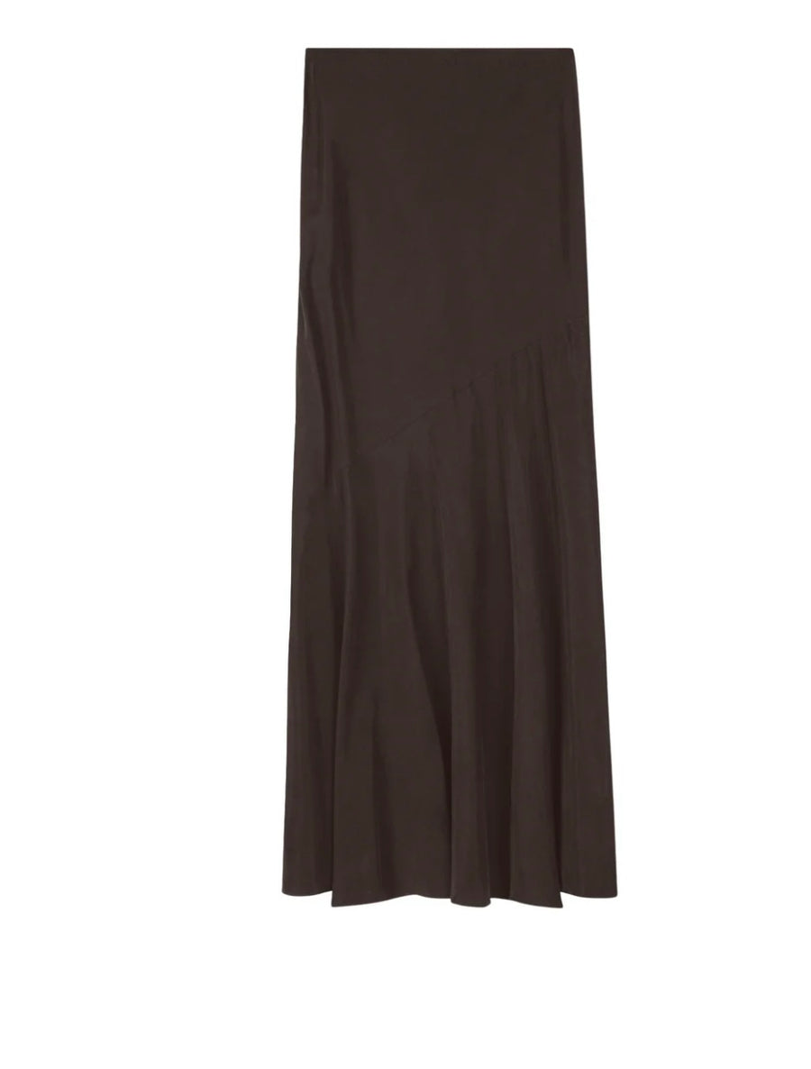Point Brushed Seam Skirt in Chocolate Brown and Black