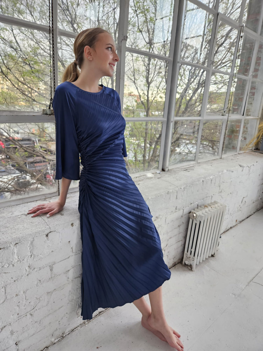 Esteem Pleated Asymmetrical Dress