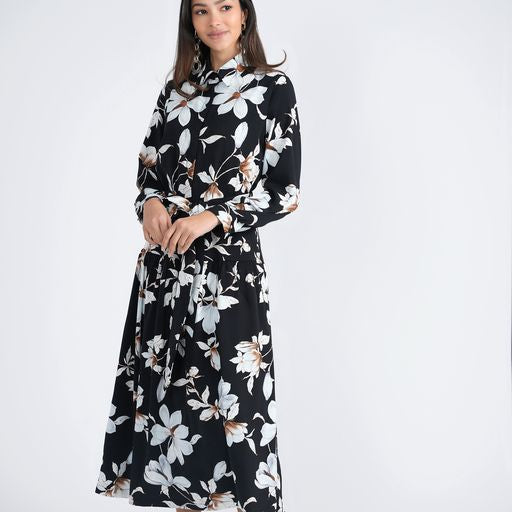 Norway Club Floral Chiffon Midi Dress