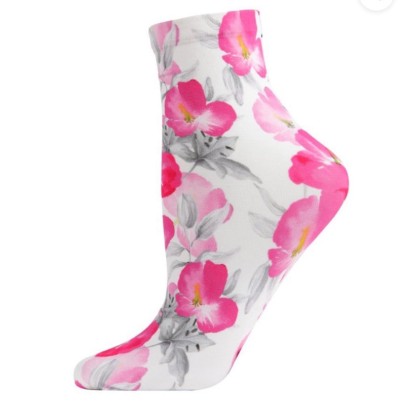 Memoi Pansy Printed Anklet 06247
