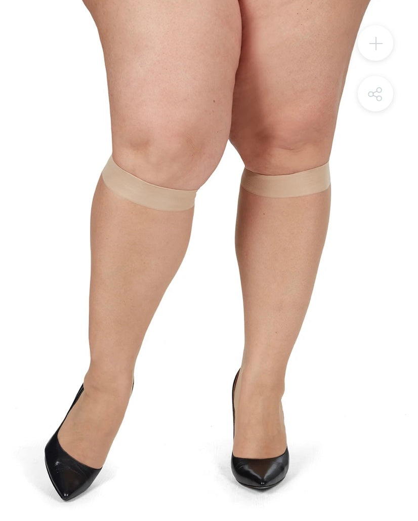 Memoi Curvy Silky Sheer 2 Pair Pack Knee High 4210
