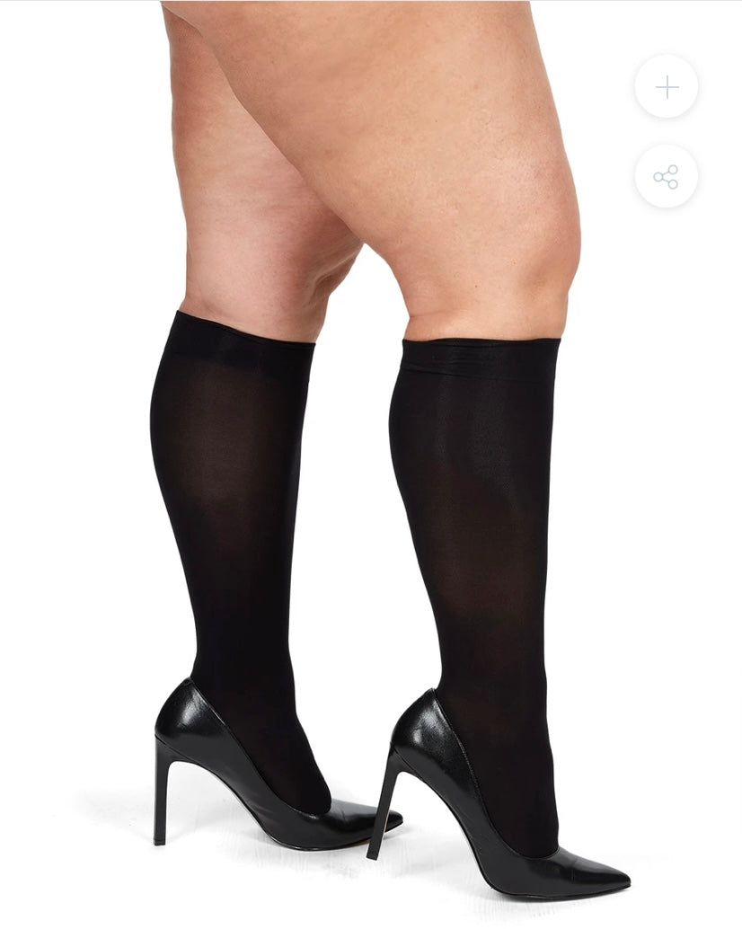 Memoi Curvy Microfiber Opaque 2 Pair Pack Knee High 4636