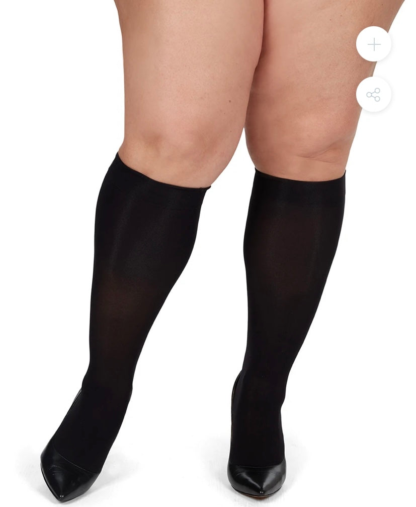 Memoi Curvy Microfiber Opaque 2 Pair Pack Knee High 4636