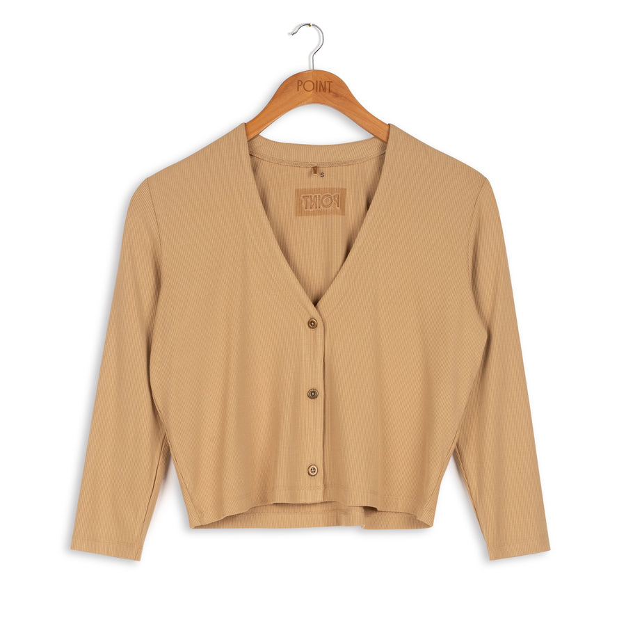 Point 3/4 Sleeve V Neck Cardigan