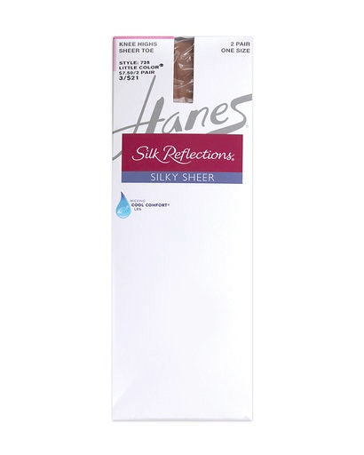 Hanes Silk Reflections Sheer Toe Knee Highs 2 Pairs per Package 725