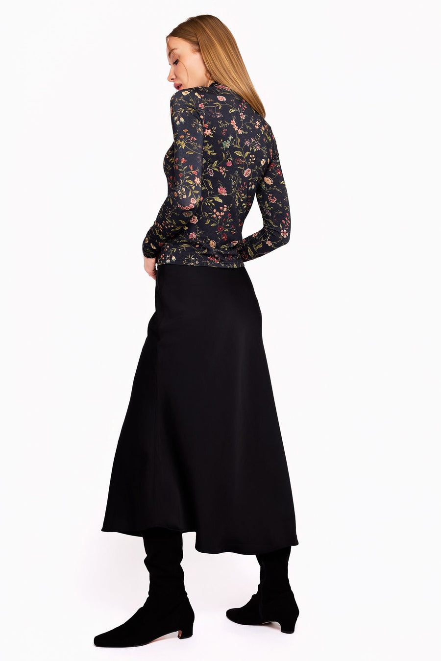 Nina Black Floral Turtleneck