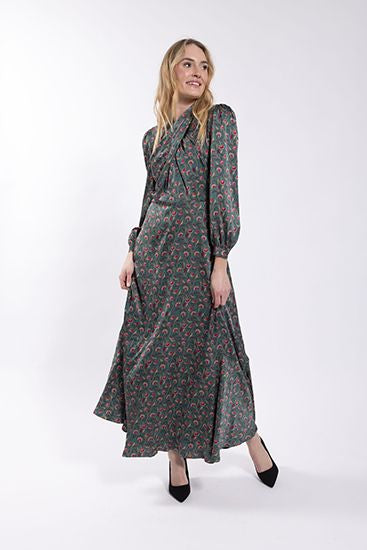 Maple Cliff Crossover Neck Printed Dress