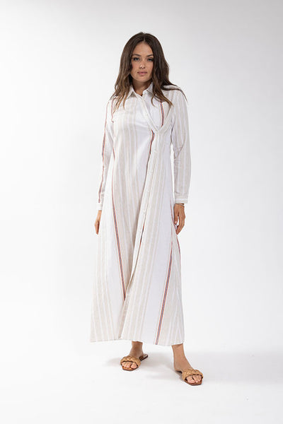 Latitude Striped Linen Button Down Dress