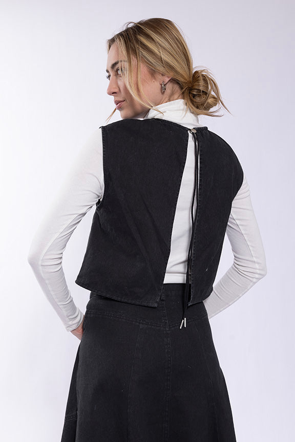 Latitude Open Back Denim Vest (coordinating skirt)