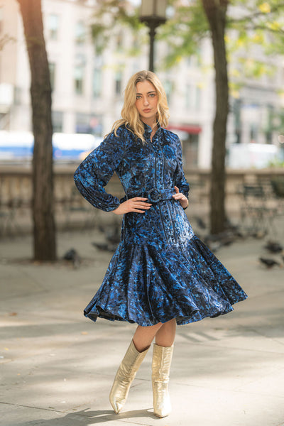 Adina Sophie Blue Abstract Floral Dress