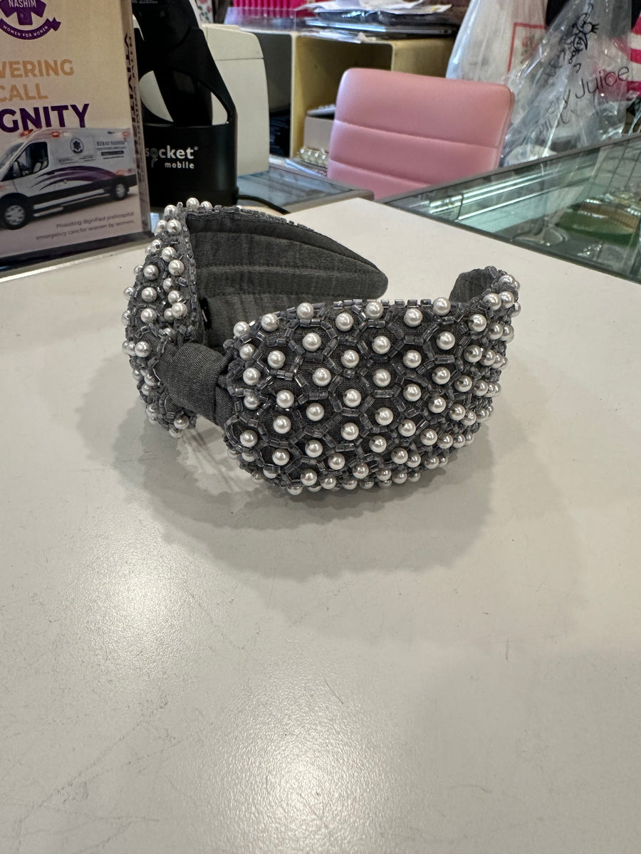 MiZ Grey Pearl and Bead Headband