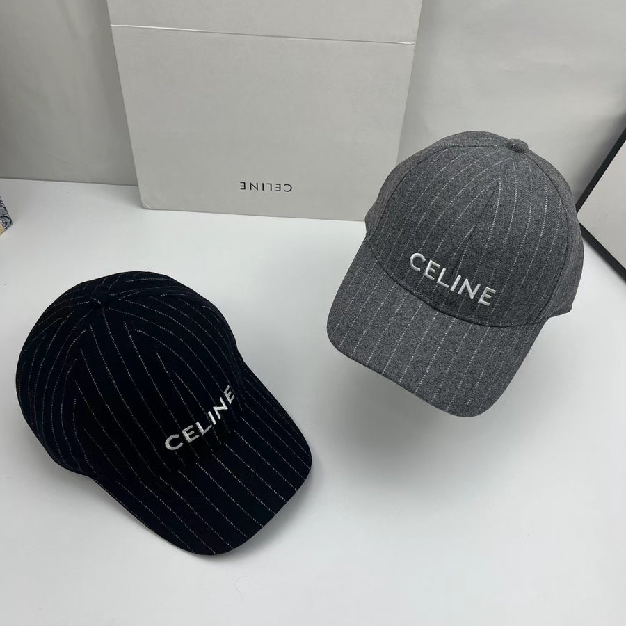 Celine Pinstripe Letter Cap